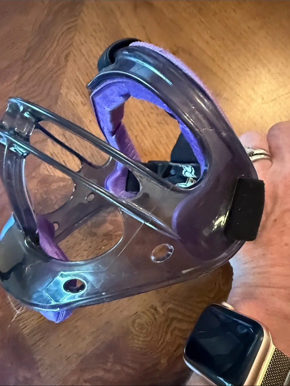 Purple and Black Women's Face Mask with Cage